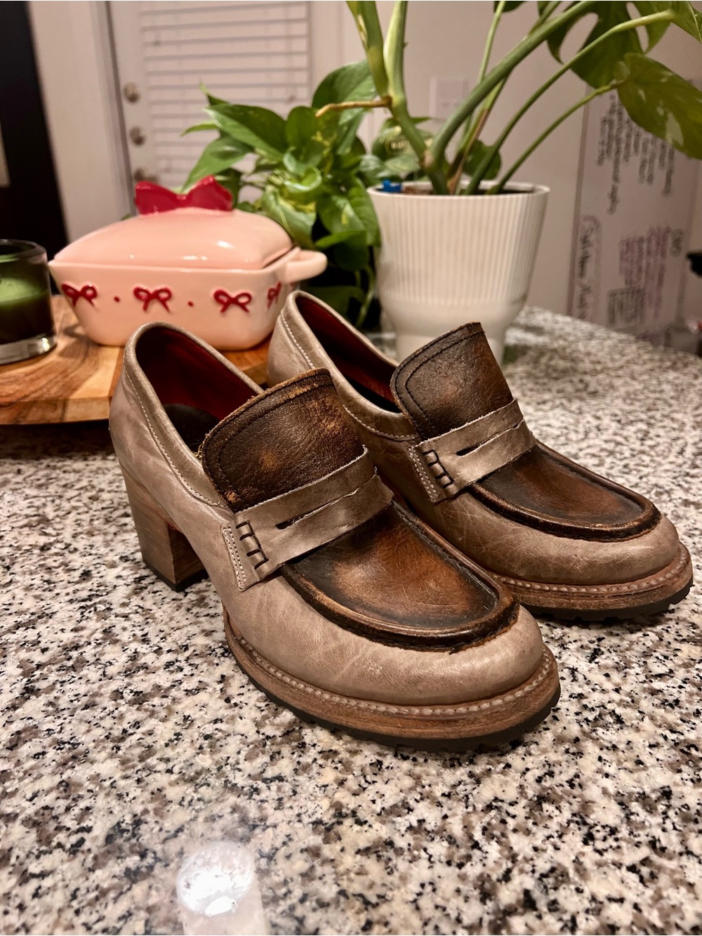 Freebird by Steven Two-Tone Brown and Taupe Leather Loafers